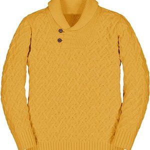 Boys Shawl Collar Pullover Sweater Long Sleeve Button Cable Knit Top